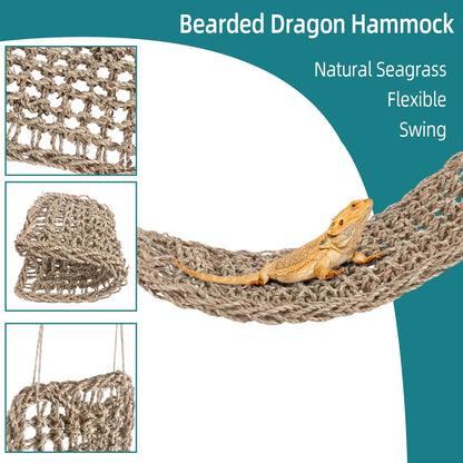 Bearded Dragon Tank Accessories, Include Reptile Mat Hammock Plants Bridge Jungle Climber Vines Terrarium Decorations for Bearded Dragon Lizard Snake