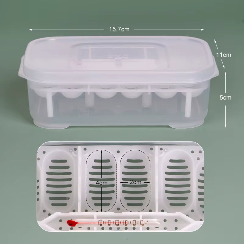 12 Grids Reptile Egg Tray Incubator Eggs Tray Tool with Thermometer Reptile Breeding Box Reptile Incubation Box Hatching Snake