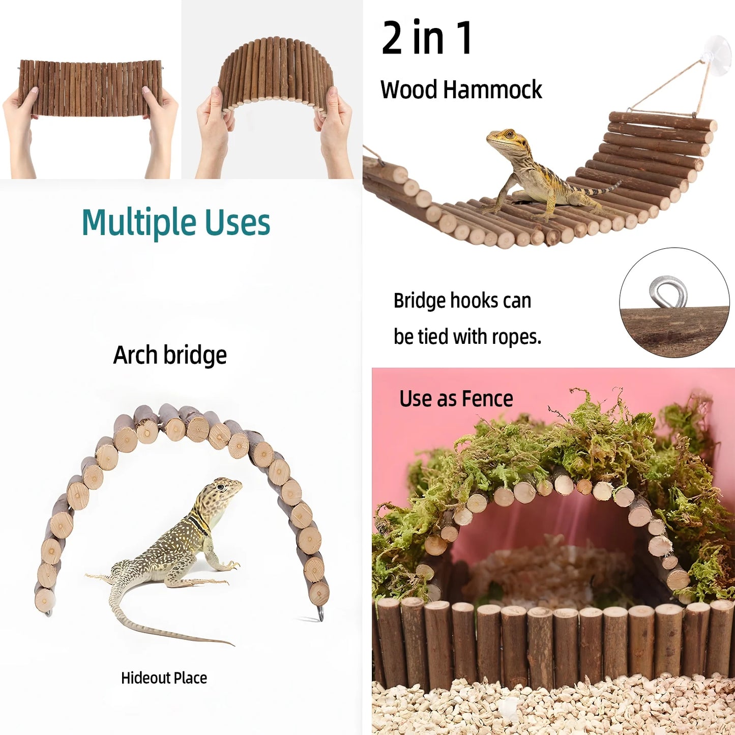 Bearded Dragon Tank Accessories, Include Reptile Mat Hammock Plants Bridge Jungle Climber Vines Terrarium Decorations for Bearded Dragon Lizard Snake