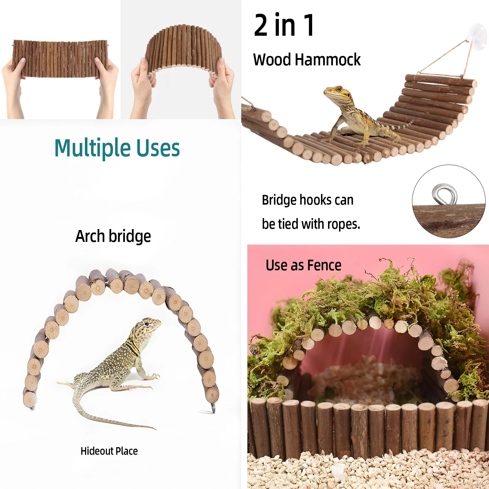 Bearded Dragon Tank Accessories, Include Reptile Mat Hammock Plants Bridge Jungle Climber Vines Terrarium Decorations for Bearded Dragon Lizard Snake