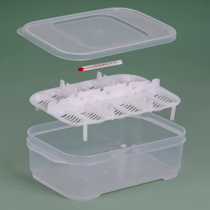 12 Grids Reptile Egg Tray Incubator Eggs Tray Tool with Thermometer Reptile Breeding Box Reptile Incubation Box Hatching Snake
