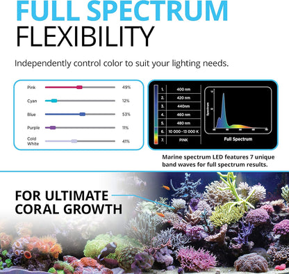 Sea Marine 3.0 LED Aquarium Lighting for Coral Growth, 59 Watts, 48-60 Inches