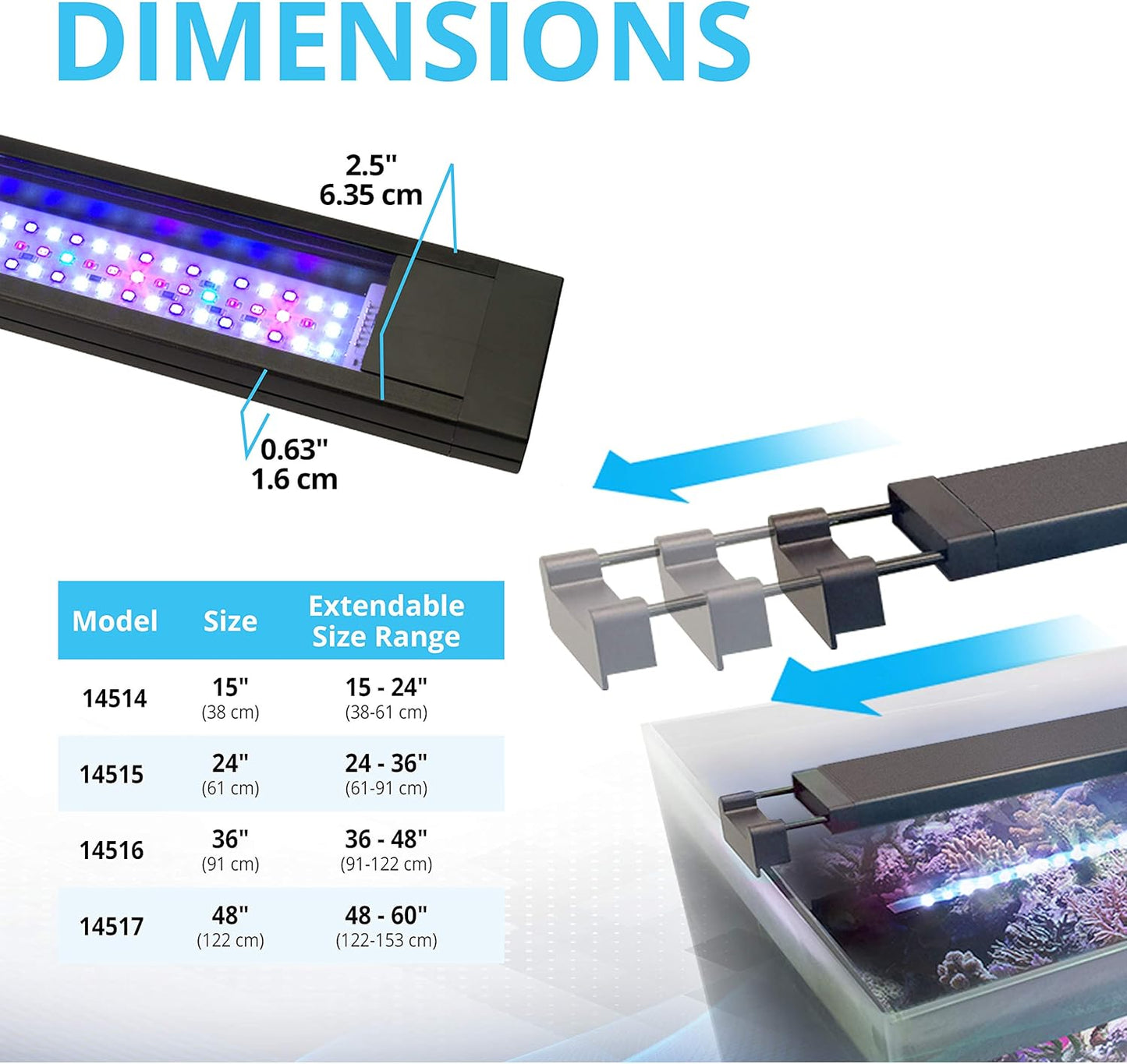Sea Marine 3.0 LED Aquarium Lighting for Coral Growth, 59 Watts, 48-60 Inches