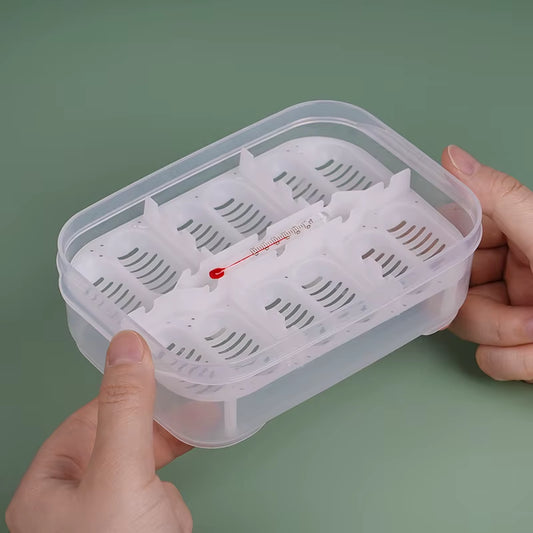 12 Grids Reptile Egg Tray Incubator Eggs Tray Tool with Thermometer Reptile Breeding Box Reptile Incubation Box Hatching Snake