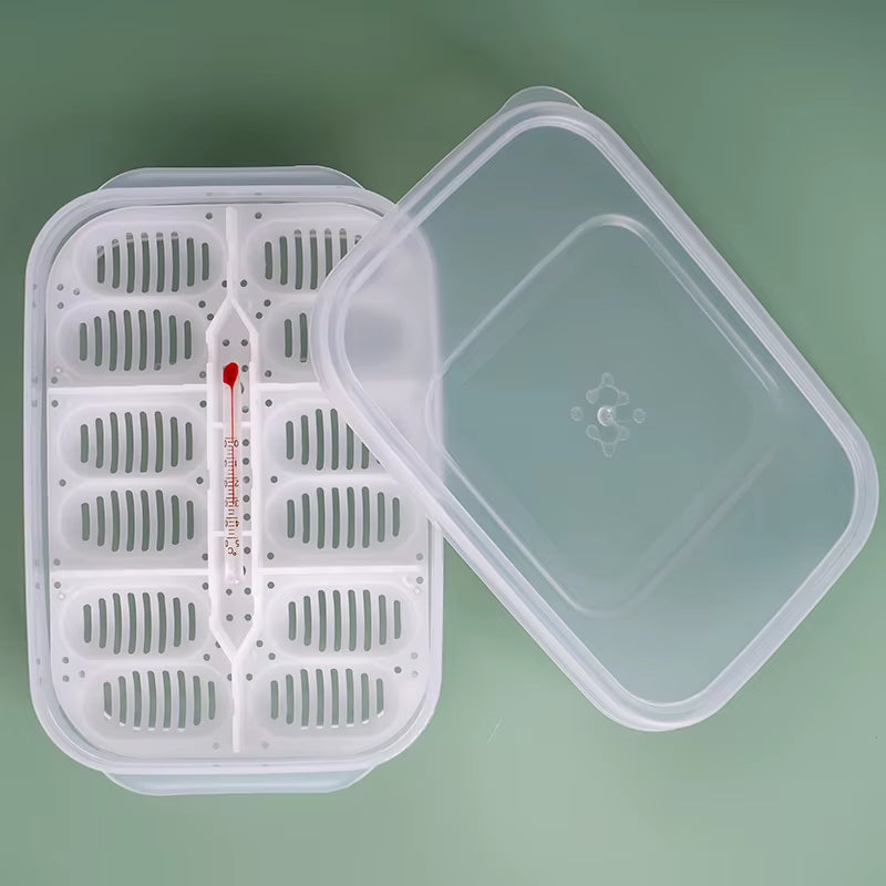 12 Grids Reptile Egg Tray Incubator Eggs Tray Tool with Thermometer Reptile Breeding Box Reptile Incubation Box Hatching Snake