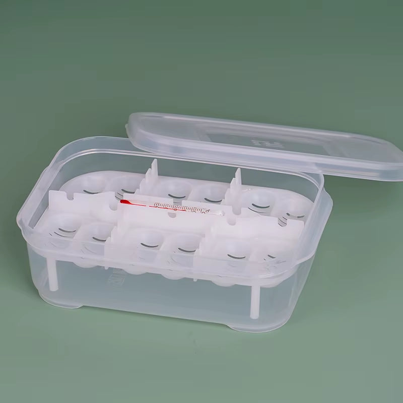 12 Grids Reptile Egg Tray Incubator Eggs Tray Tool with Thermometer Reptile Breeding Box Reptile Incubation Box Hatching Snake